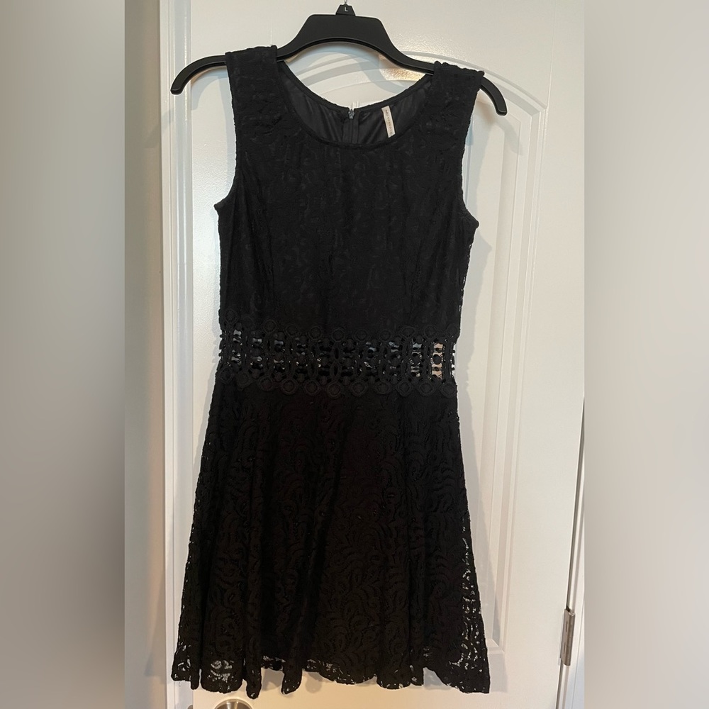 Black cotton lace dress size medium